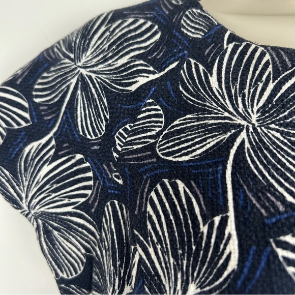 J. Crew Navy Floral Midi Sheath Dress sz 10 Career Feminine Retro “Mad Men” - Picture 3 of 11